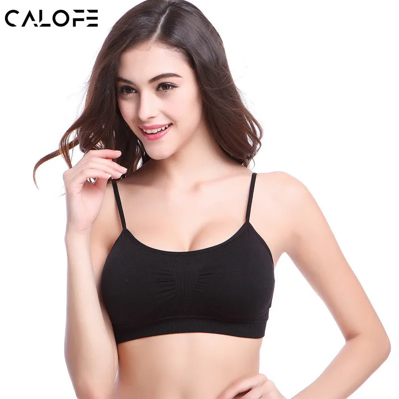 

CALOFE Women Sports Gym Bra Running Fitness Soft Seamless Underwear Push Up Lady Sexy Yoga Bra Crop Tops Vest Elastic