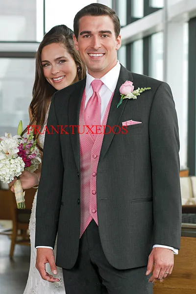 

2017 Customize Made Groom Grey Notch lapel Tuxedos Best Man Groomsmen Prom Suits Men Wedding Suits(Jacket+Pants+vest+Tie)