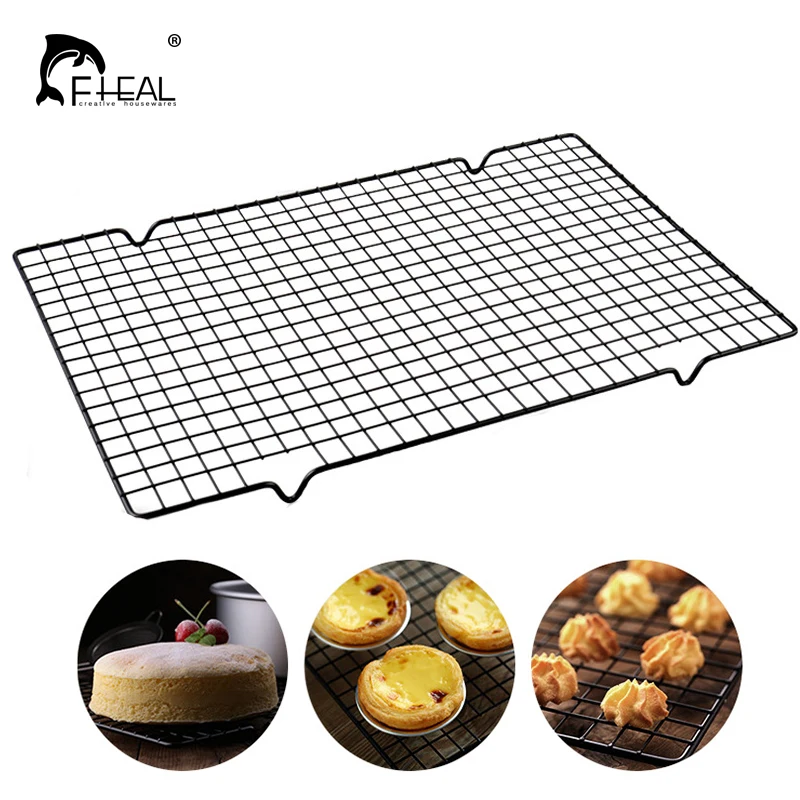 

FHEAL Stainless Steel Non-stick Cake Cooling Rack Cooling Grid Baking Tray For Cookie Pie Bread Cake Baking Rack BBQ Dry Cooler
