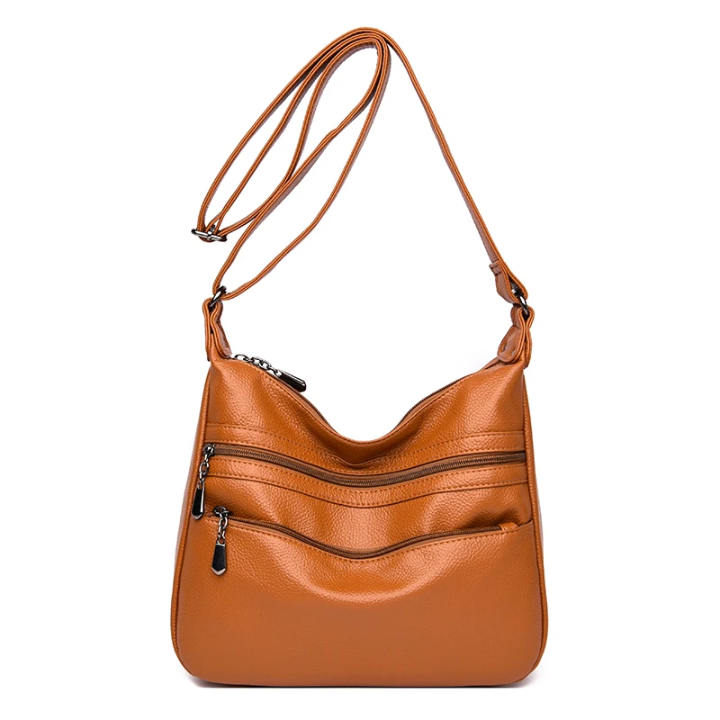 Модные дизайнерские сумки с несколькими карманами, высококачественные мягкие кожаные сумки для женщин, повседневные женские сумки через плечо