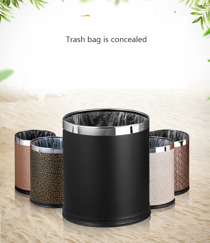Owl 01 Searchyou 10Liter Waste Bin Decoration Wastebasket PU Leather Dustbins Waterproof without Lid for Home Office 