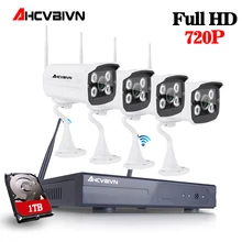 4CH CCTV Системы Беспроводной 1080 P NVR 4 шт. 1.0MP ИК Открытый P2P Wi-Fi ip-cctv безопасности Камера Системы наблюдения комплект 1 ТБ HDD
