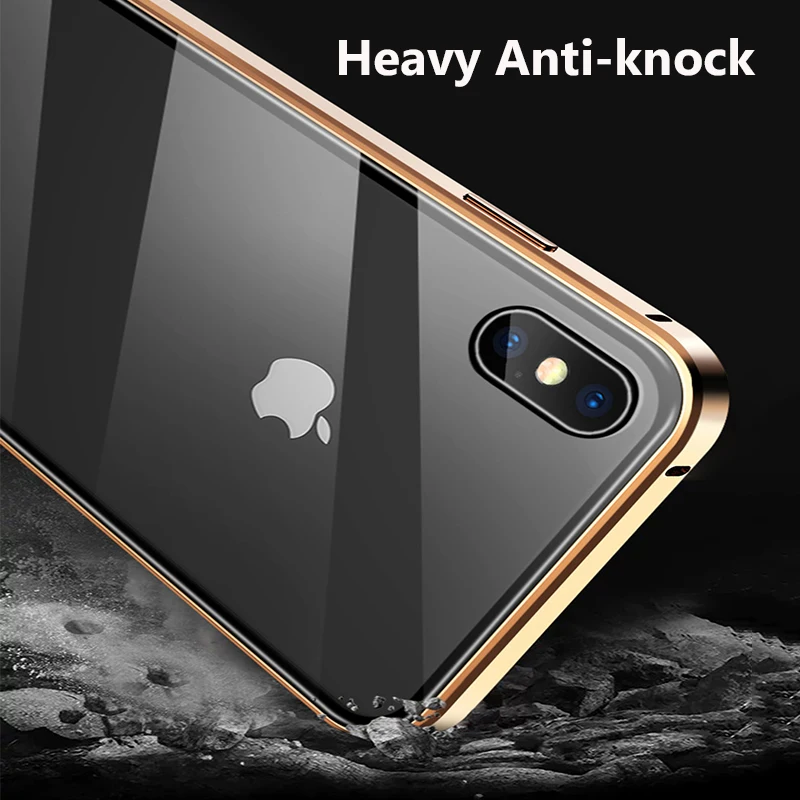 Suntaiho Magnetic Case for iPhone XS Max case XR Dual Tempered Glass Magnet Adsorption Case for iPhone 7 Plus glass Cover bumper