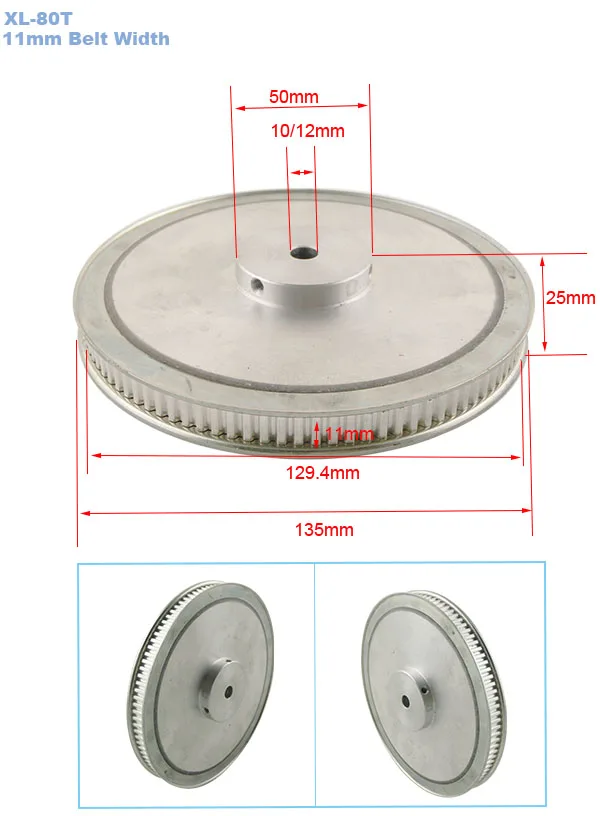 80T XL зубчатый шкив 10/12 мм внутренний диаметр отверстия. 11 мм ширина ленты 5,08 мм шаг 80 зубьев алюминиевый сплав синхронный ремень ГРМ шкивы