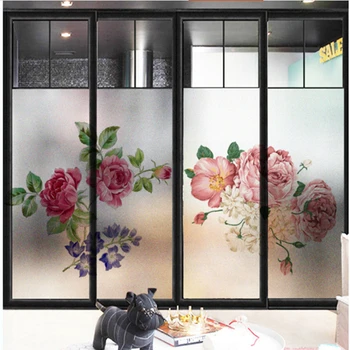 

Window Glass stickers Chinese peony window glass door stickers matte transfer door window light opaque film