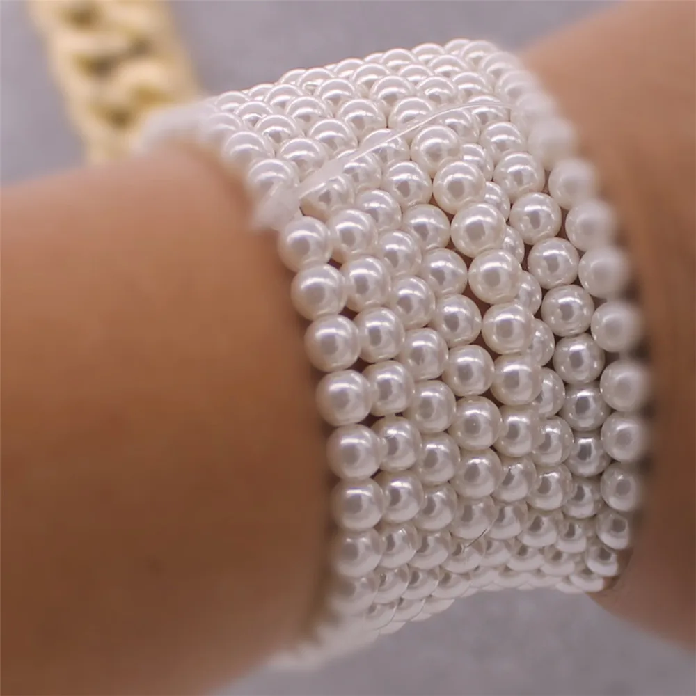 Женский эластичный браслет диаметр 6 мм имитация жемчуга|pearl jewelry bracelet|bracelet