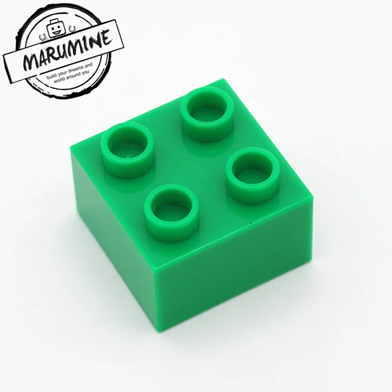 MARUMINE 2x2 Dots Duplo блок 50 шт./лот классические Строительные кирпичи объемные развивающие Technic игрушки подарок для детей - Цвет: Зеленый