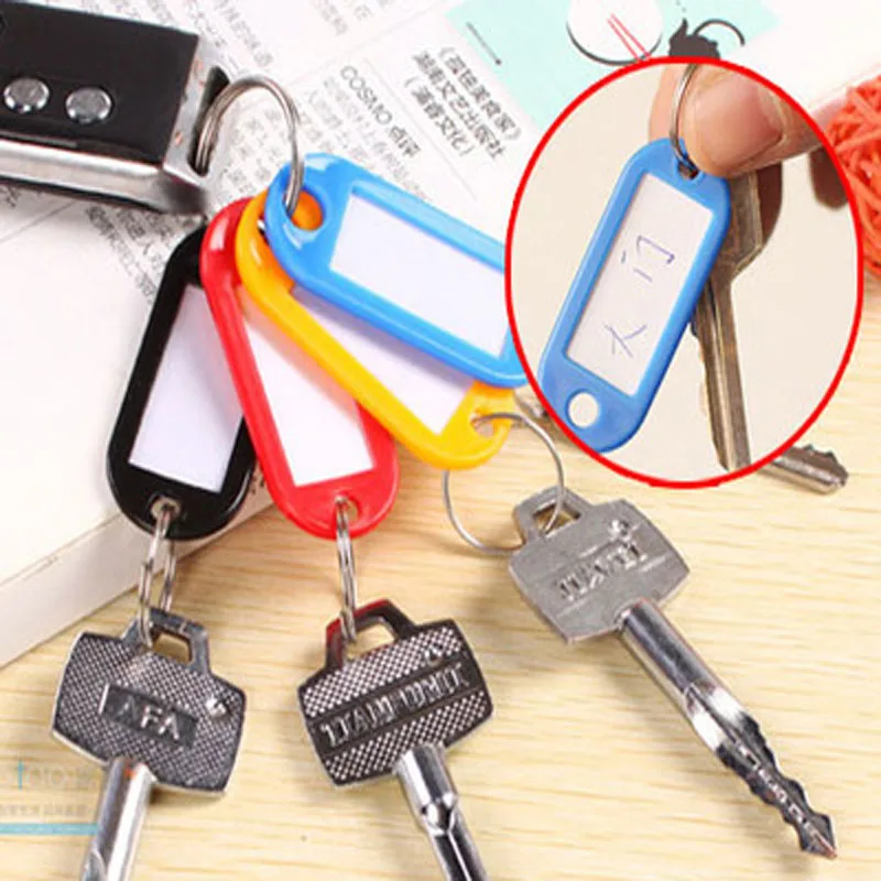

10 PCS Plastic Custom Split Ring ID Key Tags Labels Key Chains Key Rings Numbered Name Baggage Luggage Tags
