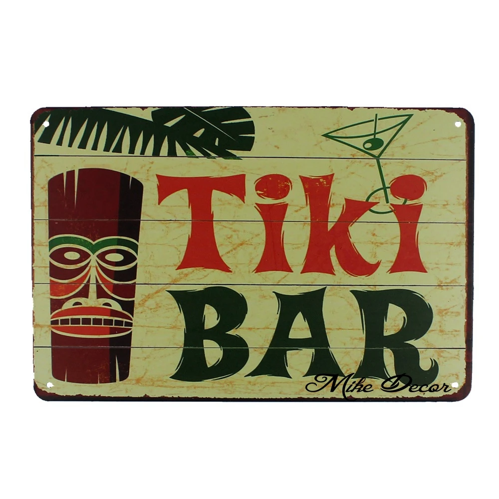 [Mike86] TIKI BAR, надпись "Алоха Гавайи", металлическая жестяная вывеска, декор для комнаты, винтажная настенная вывеска для бара, дома, отеля, 20*30 см, FG-217 - Цвет: AA 1059