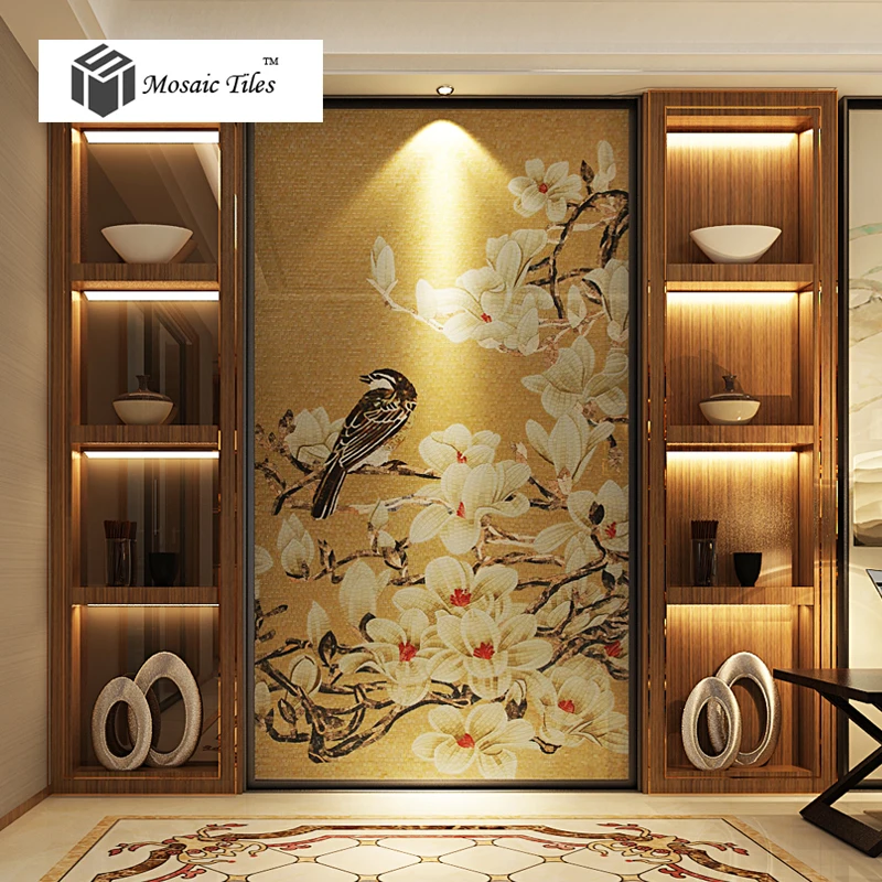 Unique Theme Design Nature Style Magpie Lucky Bird Fl Art Mosaic Unique Theme Design Nature Style Magpie Lucky Bird Fl Art Mosaic Gallery Decor Gold Backsplash Tiles Bisazza On Aliexpress Alibaba