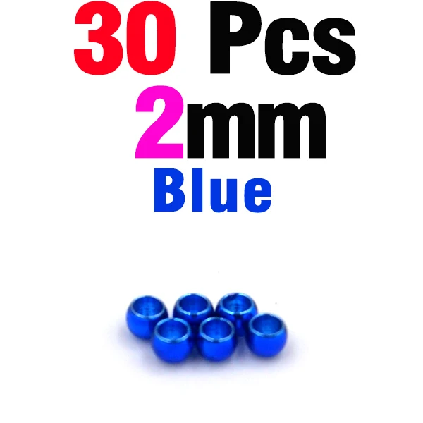 MNFT 30 шт красочные латунные бусины размеры 2 мм 2,4 мм 2,8 мм 3,2 мм 3,4 мм 3,8 мм Материалы для завязывания Nymph стример жуков аксессуары - Цвет: 30P 2mm  Blue