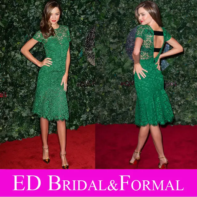 Miranda Kerr Emerald Green Dress Short Sleeve Knee Length Venice