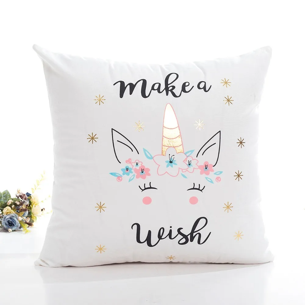 

Bronzing Cushion Cover 4 Styles Unicorn Make A Wish Magical Star Flower Rainbow Decorative Soft Pillow Case Home Sofa Pillowcase