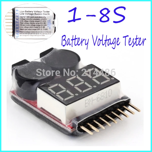 

OCDAY 2 IN 1 1-8S Lipo/Li-ion/Fe Battery Voltage Tester Low Voltage Buzzer Alarm Checker For Vehicles & Remote Control Toys DIY