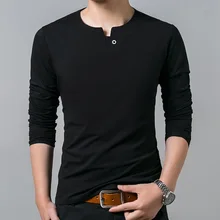 Новинка, модная брендовая мужская футболка из мерсеризованного хлопка, трендовая уличная одежда, топы, Корейская облегающая футболка с длинным рукавом, мужская одежда
