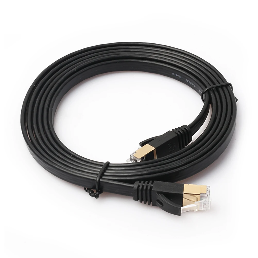 Flat CAT7 Ethernet Cable RJ45 Network LAN Cord 10Gbps Patch Wire For Laptop New