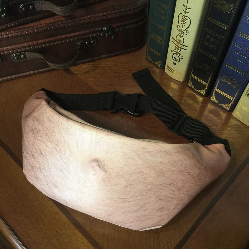 Funny Designer Dadbag Leather Flesh Color Fanny Pack Dad Bod Creative