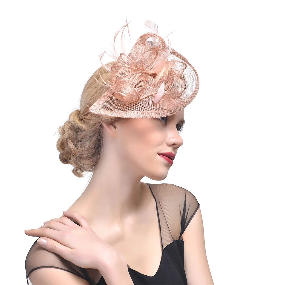 Коктейльное маленькое украшение для волос, невеста, перо, чародей, головной убор ручной работы, элегантная шляпа, повязка на голову, женские головные уборы, полукруглая сетка