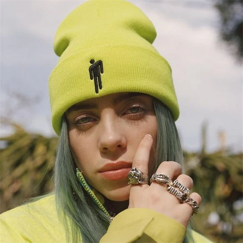 Billie Eilish Beanie, 6 цветов, вязаная зимняя шапка, одноцветная, в стиле хип-хоп, вязанная шапка, шапка, аксессуар для костюма, подарки, теплая зимняя шапка