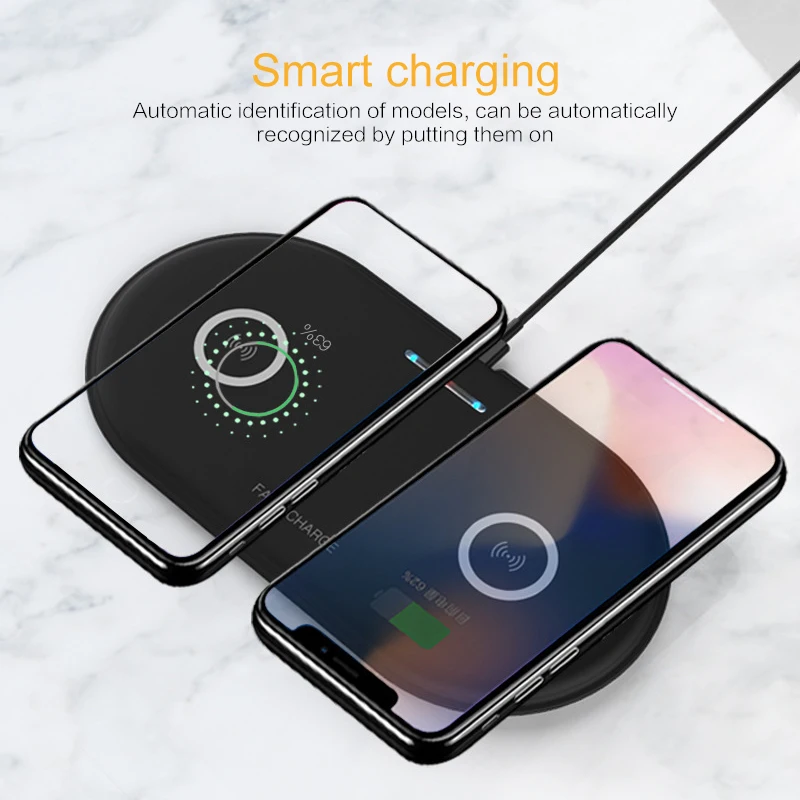 

20W Fast Wireless Desktop Charging Station Dock for Samsung S10 S9 S8 10W Dual Qi Wireless Charger for IPhone X XS Max XR 8 Plus