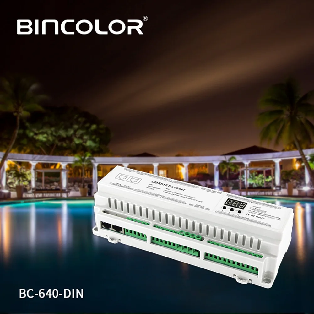 DMX512 DIN Rail40CH постоянное напряжение PWM Декодер 3 цифровой дисплей показывает