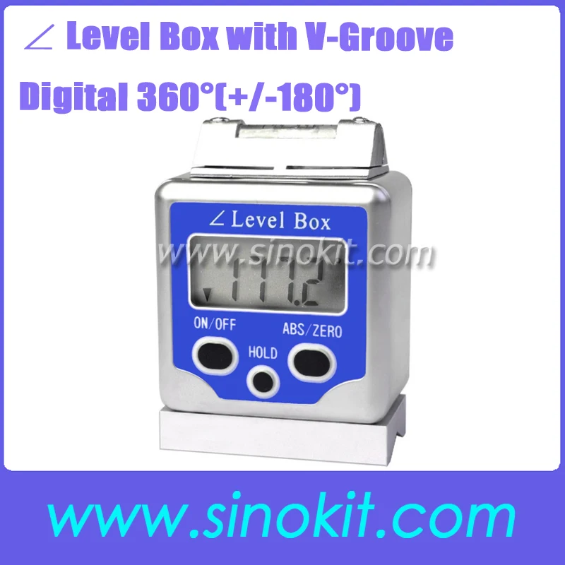 

Protractor Bevel Box Inclinometer Level Box with V-Groove Digital 360'(+/-180')Angle Gauge Meter JY-180LBV(V,L&C)