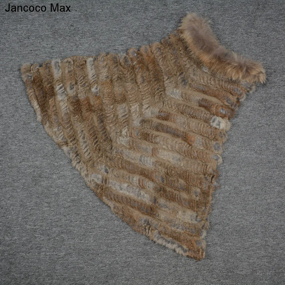 Новинка Jancoco Max + 2019 Вязаное пончо из натурального кроличьего меха зимние модные