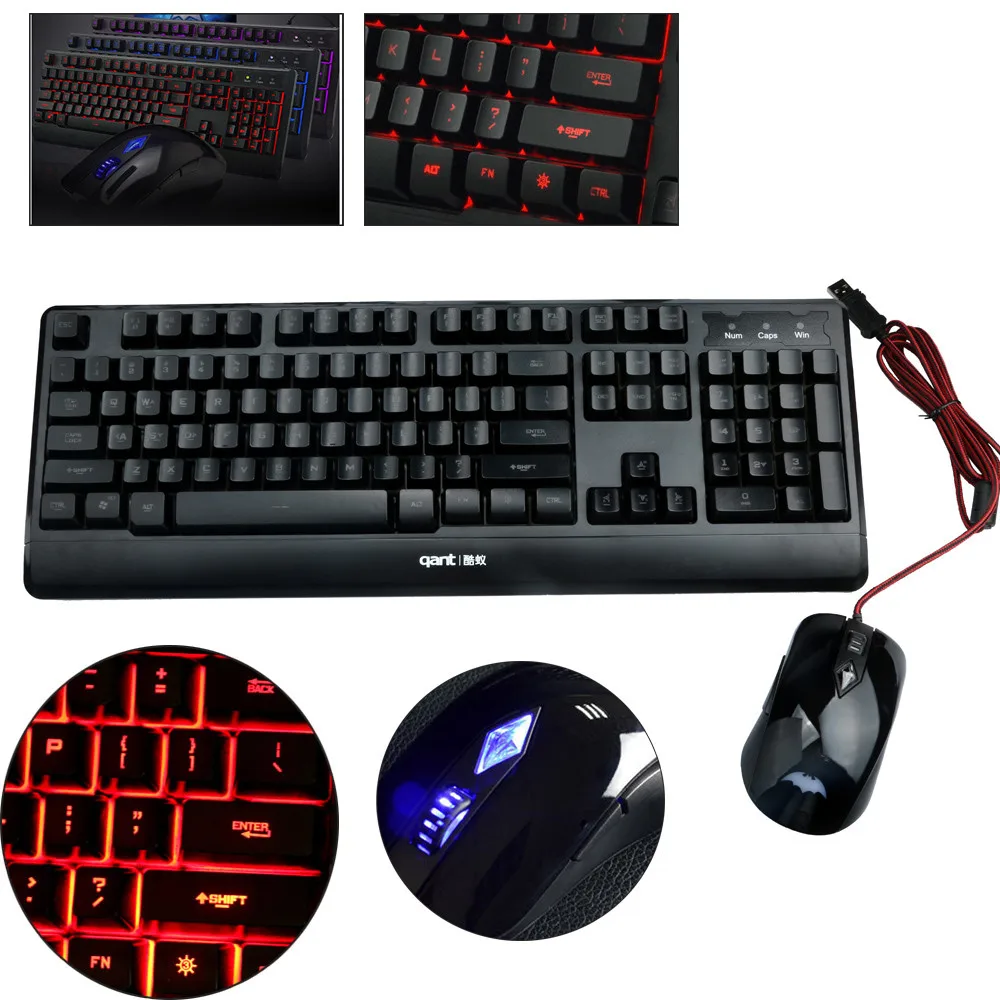 

Keyboard Ergonomic Ultra-Slim Multimedia Wired Gaming Keyboard and Backlit Mouse Teclado #T08