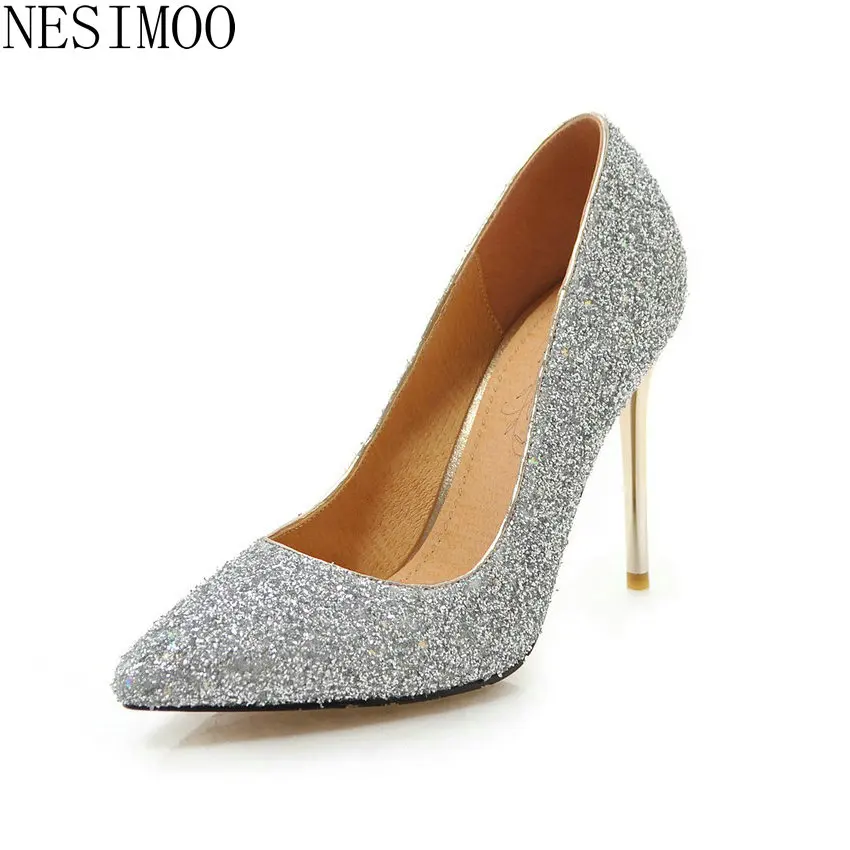 

NESIMOO 2019 Women Pumps Slip On Thin High Heel Pointed Toe Party Sexy Wedding Women Shoes Spring Autumn Women Pumps Size 34-43