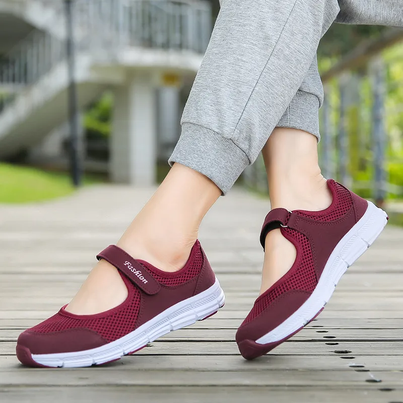 

New Women Healthy Walking Shoes summer Outdoor Mesh Breathable anti-skid jogging shoes lightweight Soft sole Sneakers Flats Gift