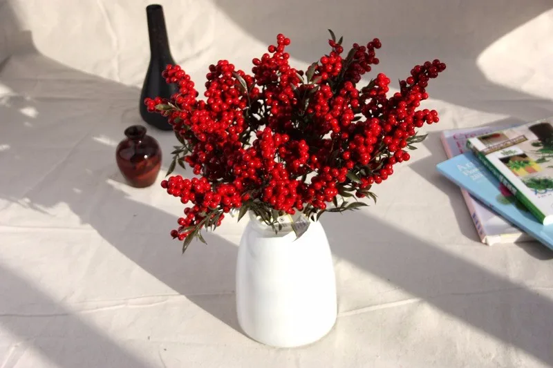 Ягоды искусственная Цветочная подделка красные ягоды Рождественские цветы новогодний декор елка искусственная ягода рождественские украшения для дома