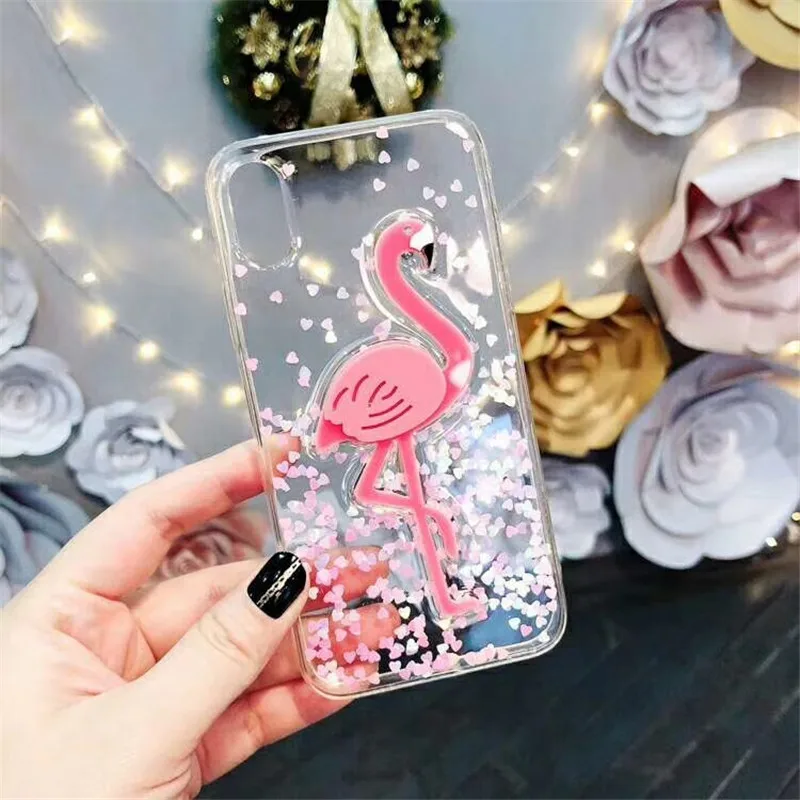 

Case For Huawei P8 P9 P10 Plus P20 Lite P30 pro selfie P Smart Luxury Cute 3D glitter Flamingo Cherry love heart soft Phone case