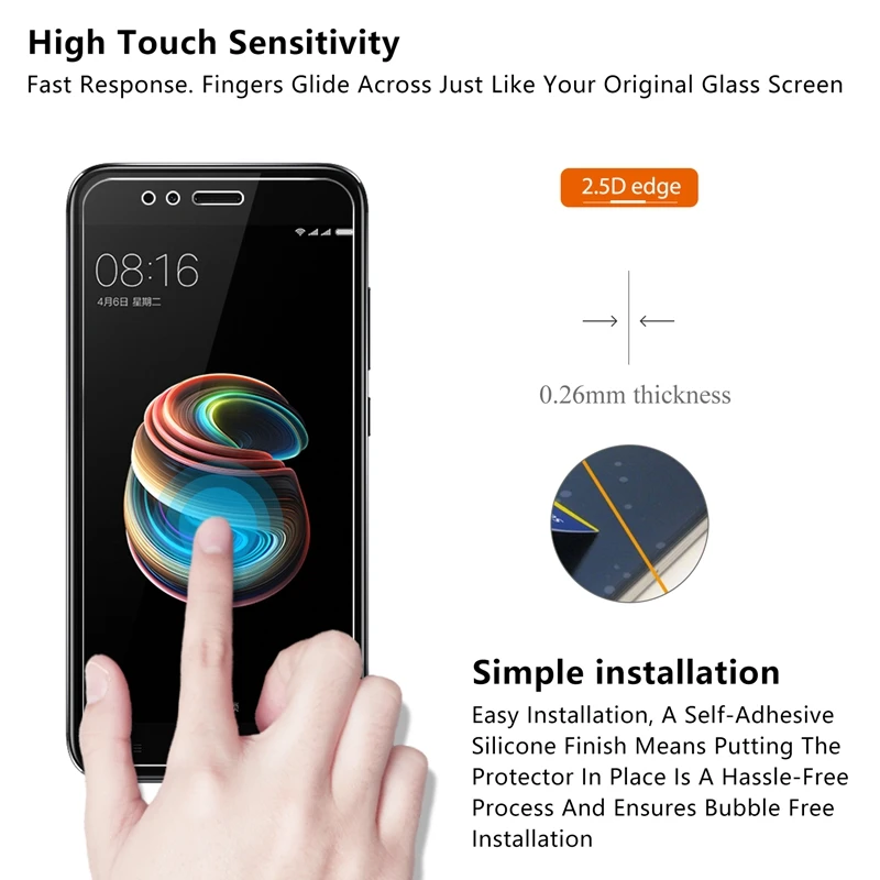 2 шт./лот 2.5D 0 26 мм 9H Премиум Закаленное стекло для Xiaomi Mi A1 MiA1 5 дюймов Защитная