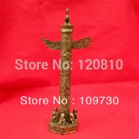 

China 's ancient architecture flag *Marble pillar* bronze dragon statue