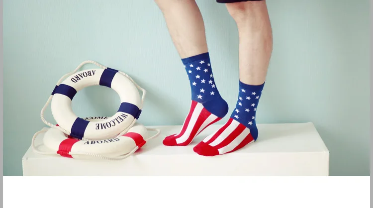 Мужские носки полосатые носки деловые носки флаги пункт EUR39-44