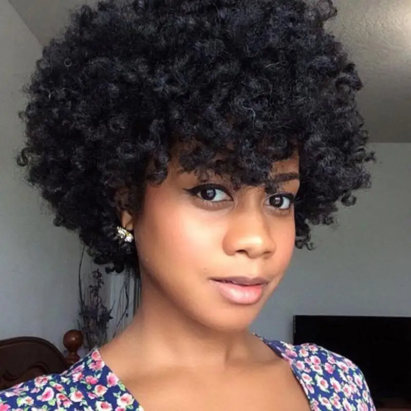 

1pc Black Fluffy Roll Explosion Head Women Black Curls Hair Full Hairnets Hair Wig Lace Deep Wave Tool