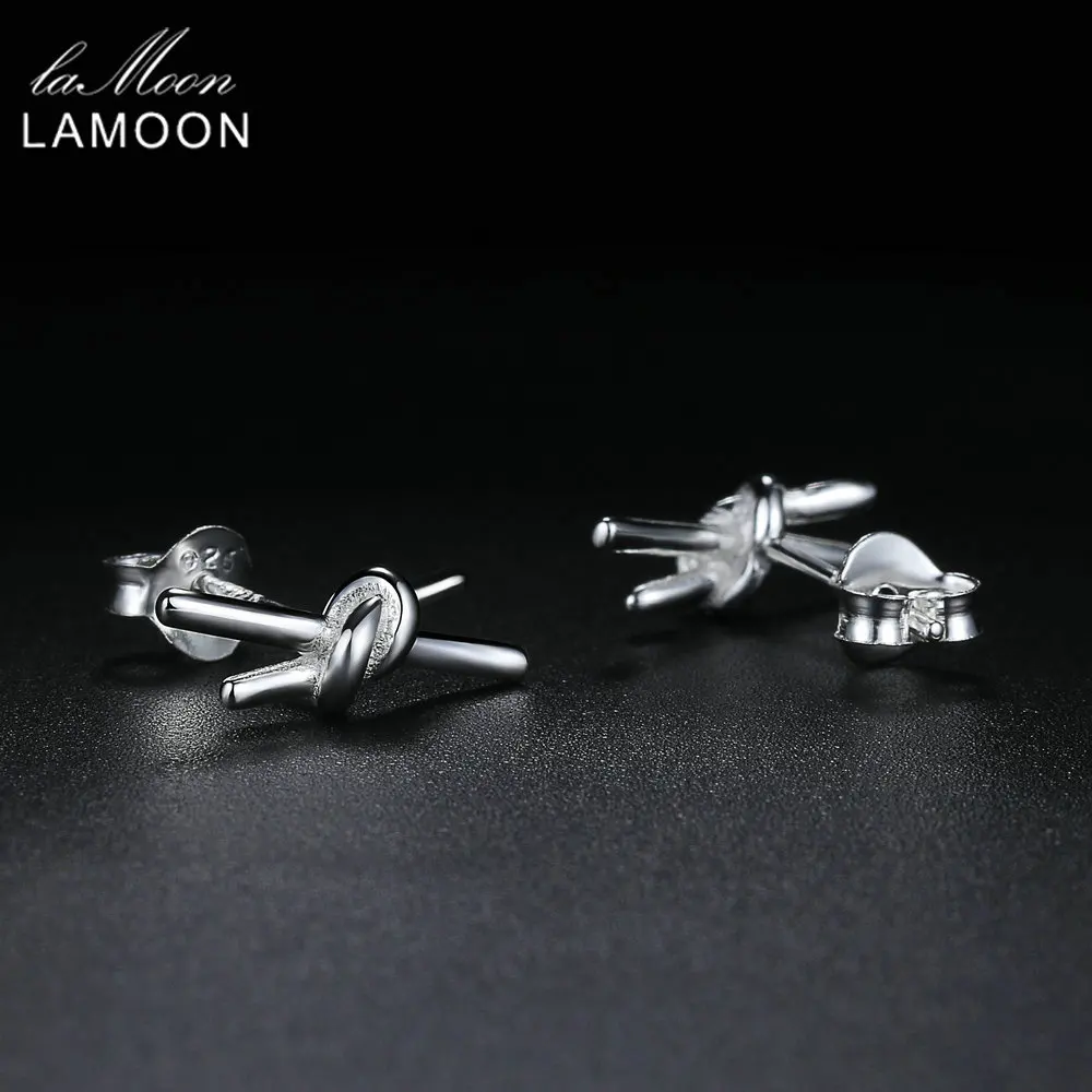 LAMOON 2017 New Bow-knot Shaped 100% Real 925-Sterling-Silver Stud Earrings S925 Fine Jewelry For Women Girl Gift LMEY273