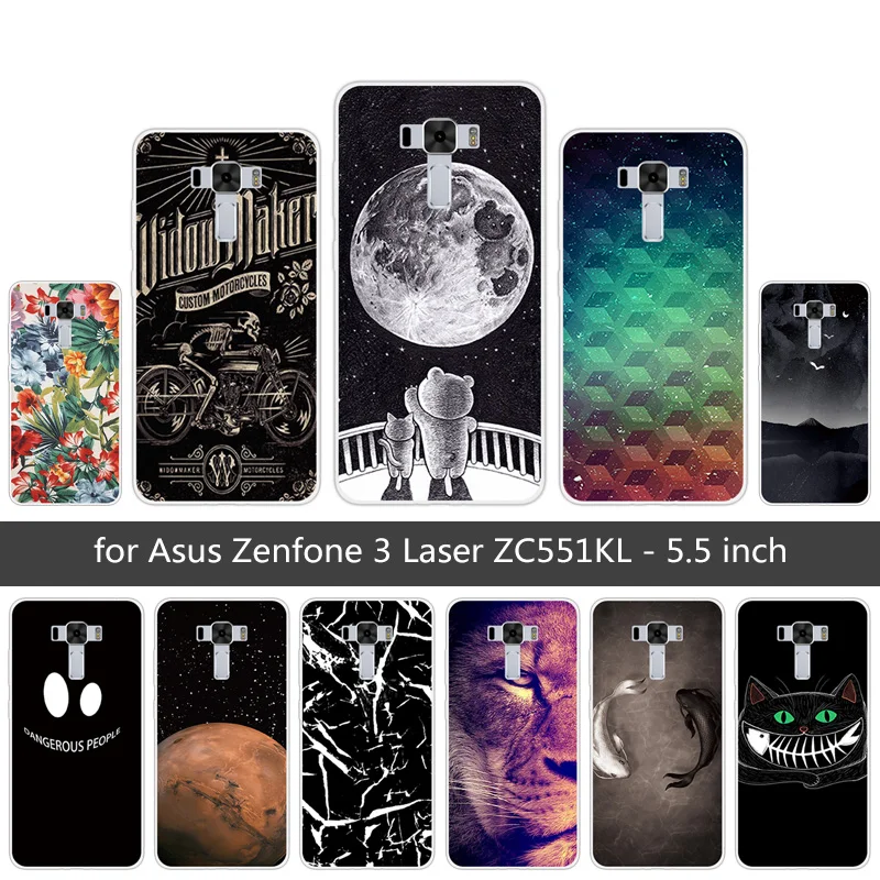 for Asus Zenfone 3 Laser ZC551KL 5.5 inch Back Silicone Cover Soft TPU Lion Phone Case |