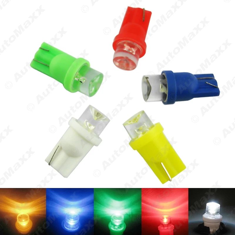 

50Pcs Auto Car 5-Color T10 194 168 1LED Concave LED Wedge Base Dashboard 1SMD LED Light Bulbs #J-3167