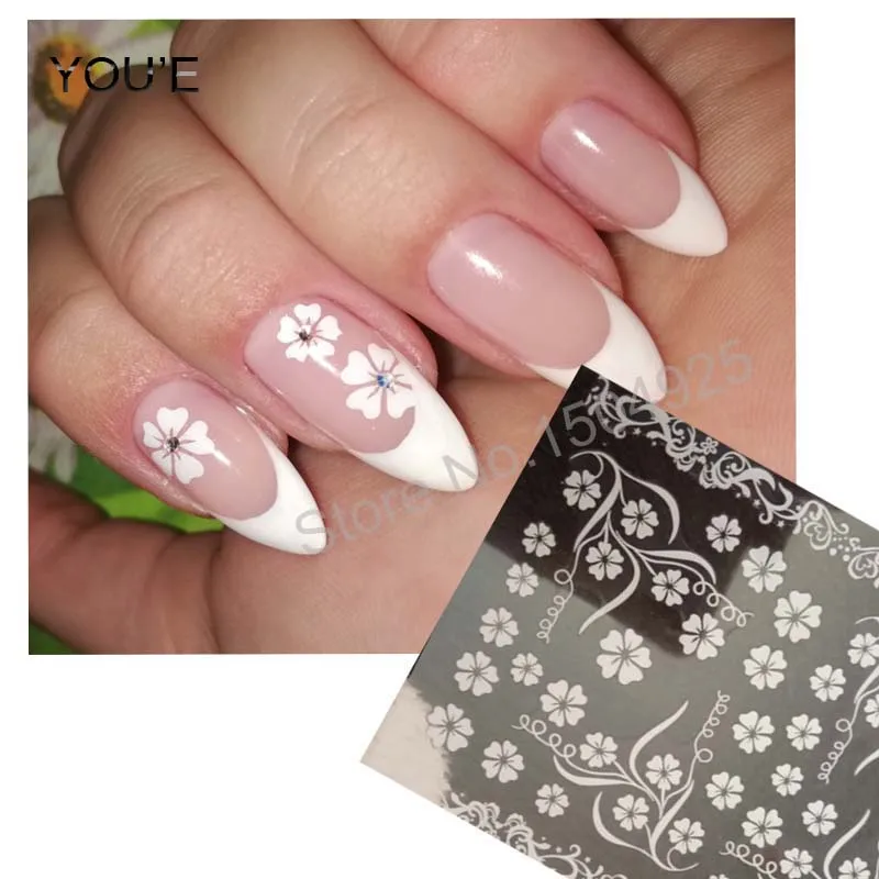 DIY Nail Art Наклейки с кружевными цветами 3D белый маникюр Дизайн боль в спине ленты
