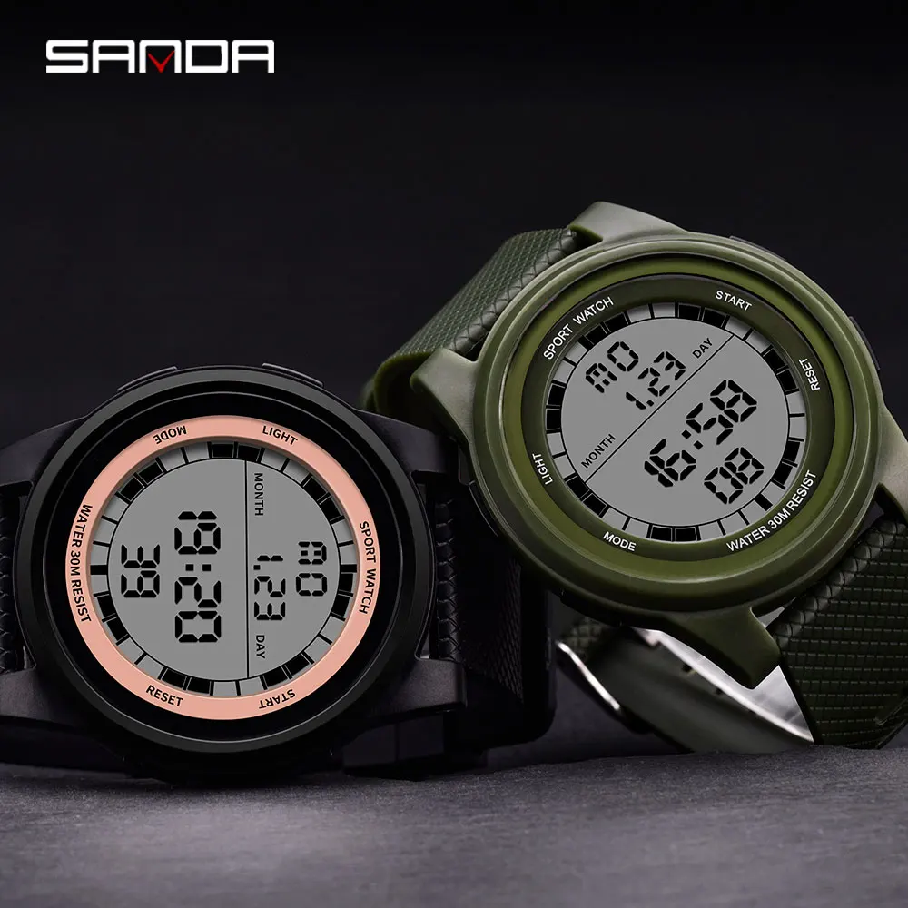 SANDA luxury brand men's military military waterproof watch  couple electronic LED multi-function sports quartz fashion watch