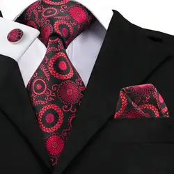 SN-1454 Новое поступление красный шелковый галстук для Для мужчин 100% Высокое качество шеи галстук Ханки Запонки Набор модный бренд