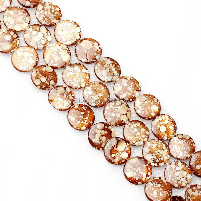 

Free Shipping 20mm Pretty Natural Brown Color Shell MOP Coin Shape Loose Beads Strand 15" DIY Creative Jewellery Making w1945