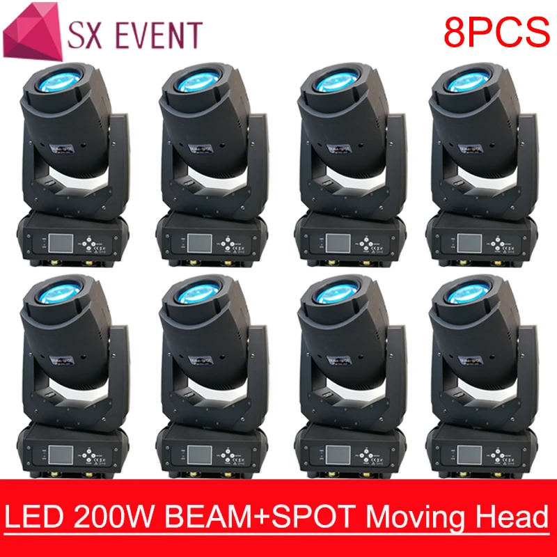 

8pieces 2018 NEW 200w Zoom Lyre LED Moving Head Light dj spot prism moving head led gobo moving beam spot lighting for wedding