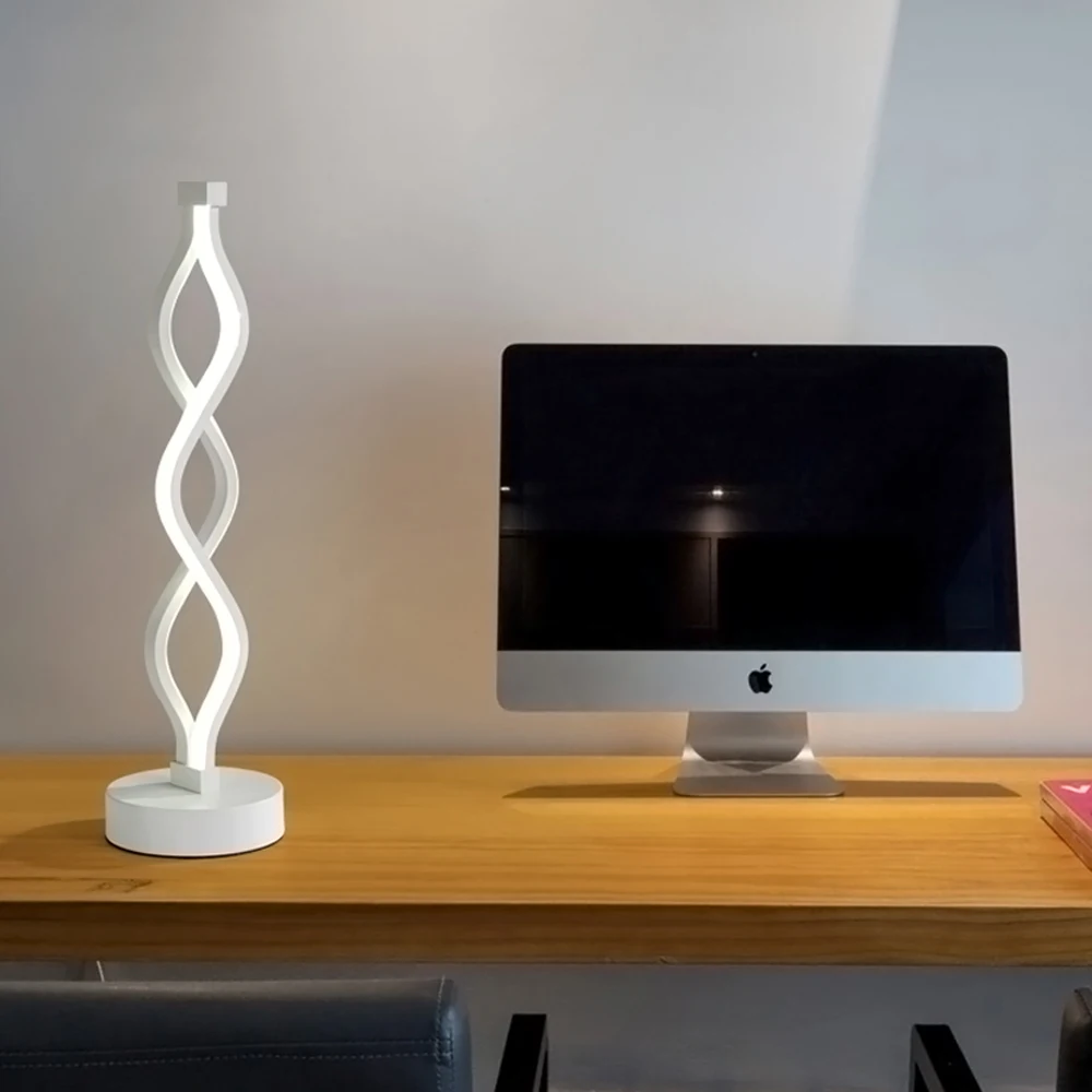 Candeeiro de Mesa Proteção para os Olhos Moderno Quarto Estudo Lâmpada Cabeceira Minimalista Acrílico Alumínio Eua - ue Plug 18 w Led 7 Luminárias de mesa