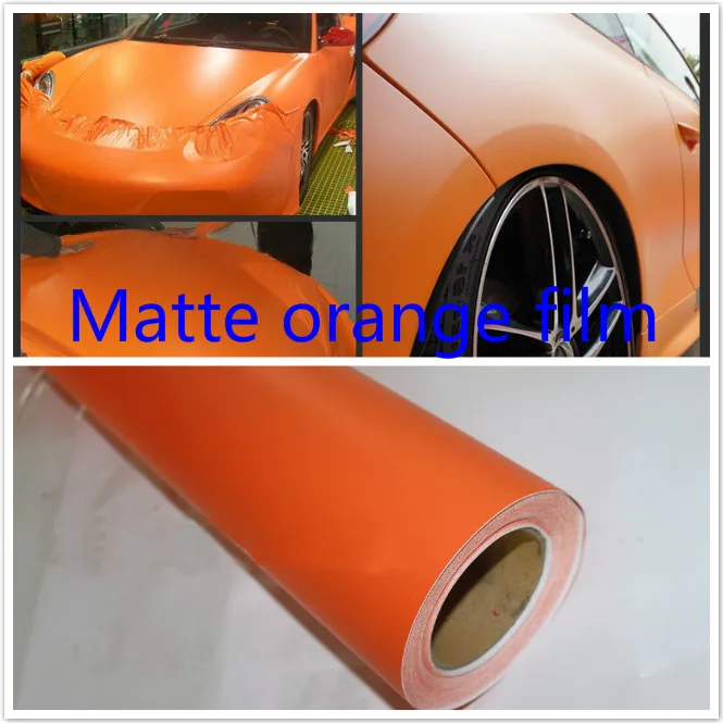 

30cm x 152cm Matte Matte orange film Vinyl Wrap Self Adhesive Air Release Bubble Free Car Styling Membrane Sticker Decal Film