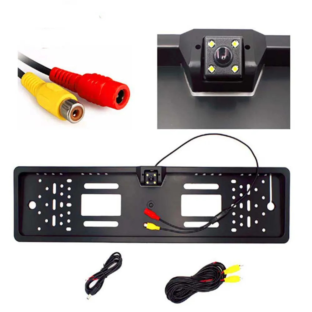 

2019 New Arrival European Car License Plate Frame Auto Reverse Backup Rear View Camera 4LED Universal CCD Night Vision