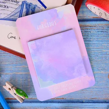 

30 Pages/pc Watercolor Geometric Self-adhesive Memo Pad Sticky Notes School Supplies Bookmark Label 30 Pages Memo Pad