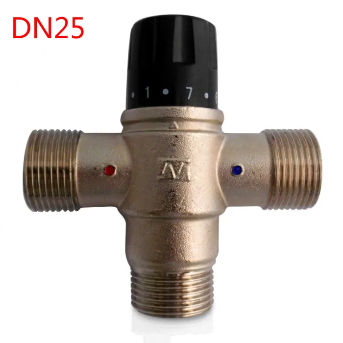 Brass 1 DN25 Solar Heater Thermostatic Automatic Mixing Valve Water Temperature Control direct warm mix river system center intelligence water diversion organ temperature control mixing ball valve 25 mm thread 1 mpa