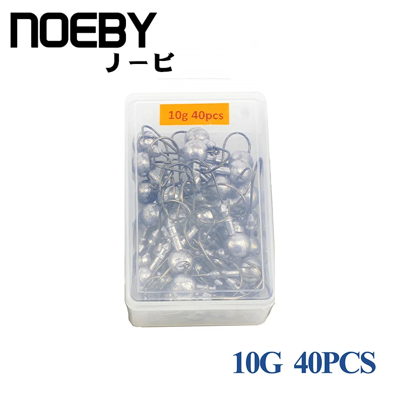 NOEBY 50 шт-30 шт 5 г/7,5 г/12 г/15 г Новинка Высокое качество джиг голова крючок джиг оснатка приманки рыболовные крючки для мягкой приманки рыболовные снасти - Цвет: 10G-40PCS